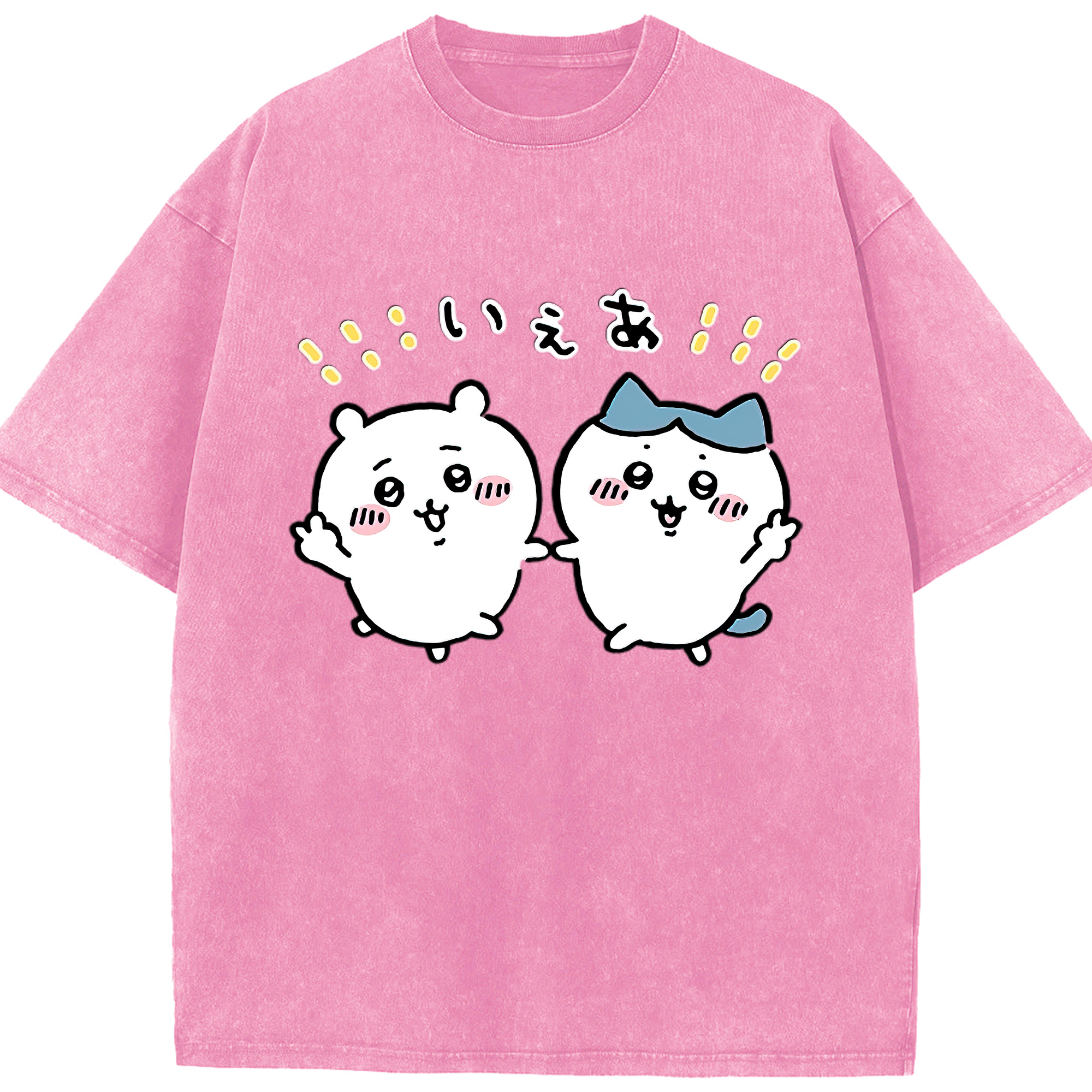 （画像用） ちいかわ ハチワレ Chii-kawa hachiware 綿100% ヴィンテージ風 半袖Tシャツ（フロントプリント）